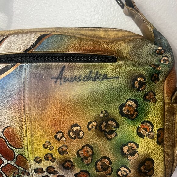 Vintage ANUSCHKA Hand-Painted Jungle Print Shoulder Bag - Picture 7 of 16